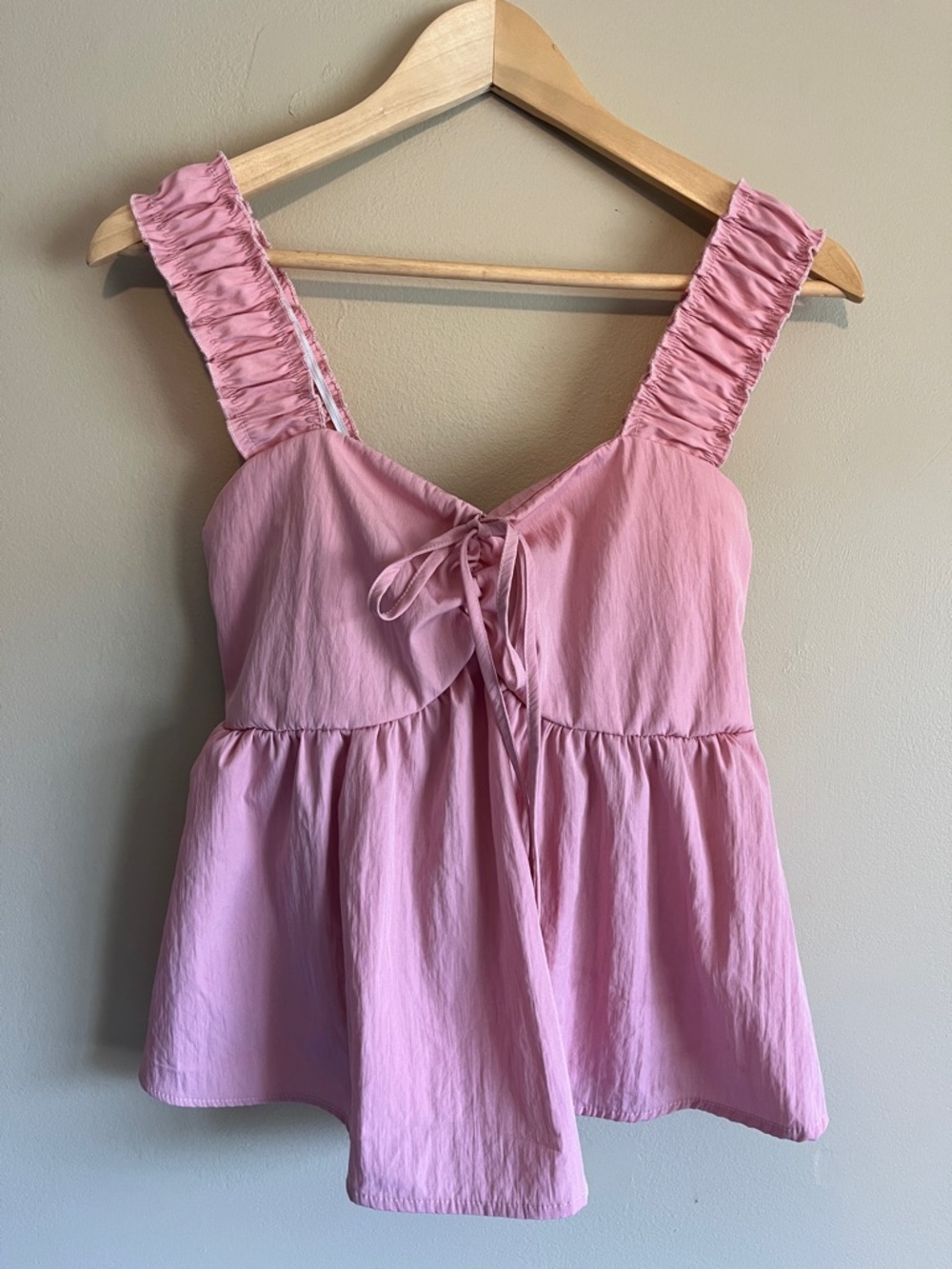Pink Ruffle Strap Peplum Top - Unbranded